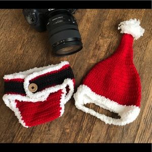 Newborn photos Baby Santa - Hat & Diaper Cover Set